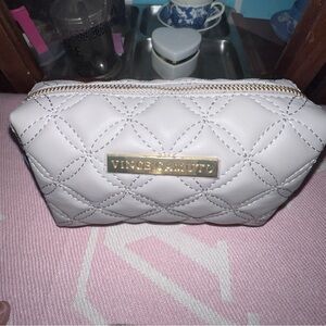 Vince Camuto Makeup Bag, gorgeous pink interior with pockets